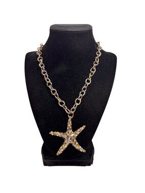 Carol Dauplaise Gold Tone Cable Chain Necklace W/ Large Starfish Pendant (6314)